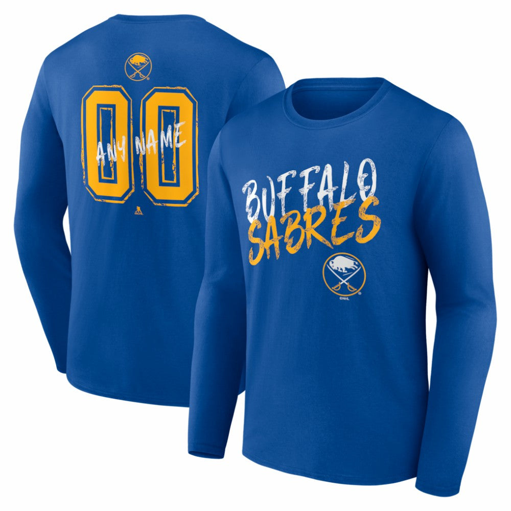 NHL,Custom Buffalo Sabres Hustle Personalized Name & Number Long Sleeve T-Shirt - Royal