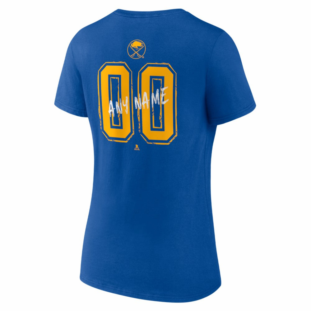NHL,Custom Buffalo Sabres Women's Hustle Personalized Name & Number V-Neck T-Shirt - Royal