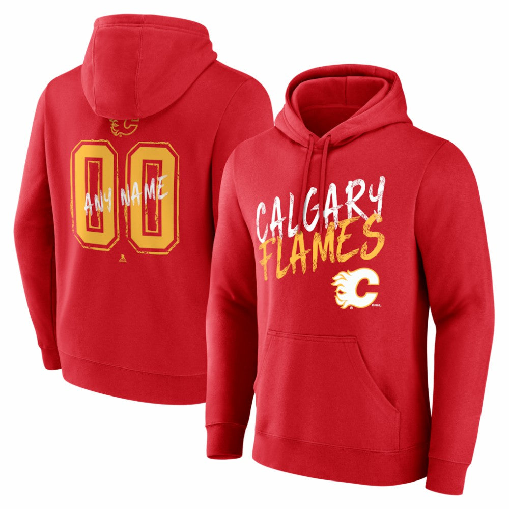 NHL,Custom Calgary Flames Hustle Personalized Name & Number Hoodie - Red