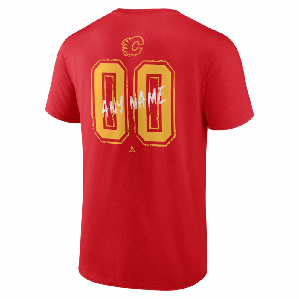NHL,Custom Calgary Flames Hustle Personalized Name & Number T-Shirt - Red