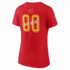 NHL,Custom Calgary Flames Women's Hustle Personalized Name & Number V-Neck T-Shirt - Red