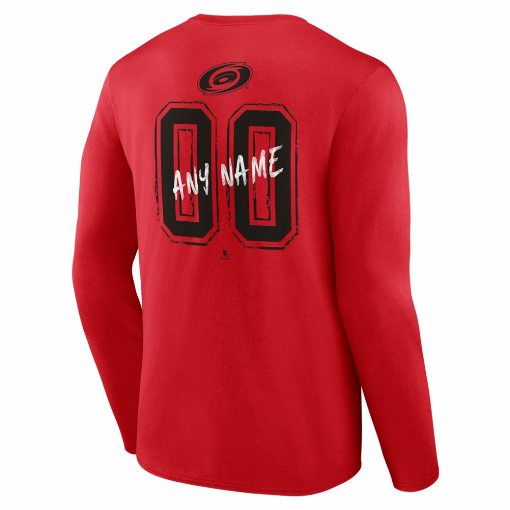 NHL,Custom Carolina Hurricanes Hustle Personalized Name & Number Long Sleeve T-Shirt - Red