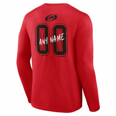 NHL,Custom Carolina Hurricanes Hustle Personalized Name & Number Long Sleeve T-Shirt - Red