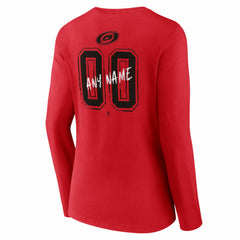 NHL,Custom Carolina Hurricanes Women's Hustle Personalized Name & Number Long Sleeve V-Neck T-Shirt - Red