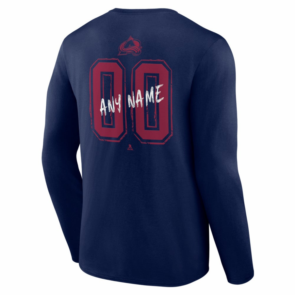 NHL,Custom Colorado Avalanche Hustle Personalized Name & Number Long Sleeve T-Shirt - Navy