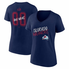 NHL,Custom Colorado Avalanche Women's Hustle Personalized Name & Number V-Neck T-Shirt - Navy
