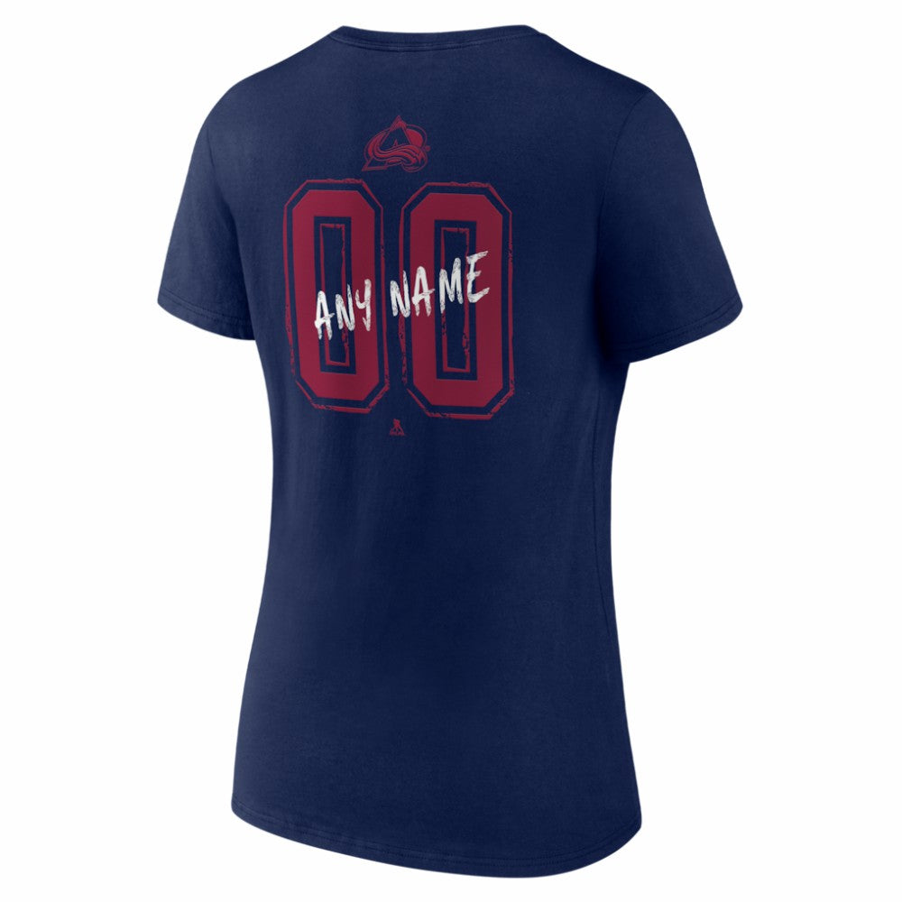 NHL,Custom Colorado Avalanche Women's Hustle Personalized Name & Number V-Neck T-Shirt - Navy