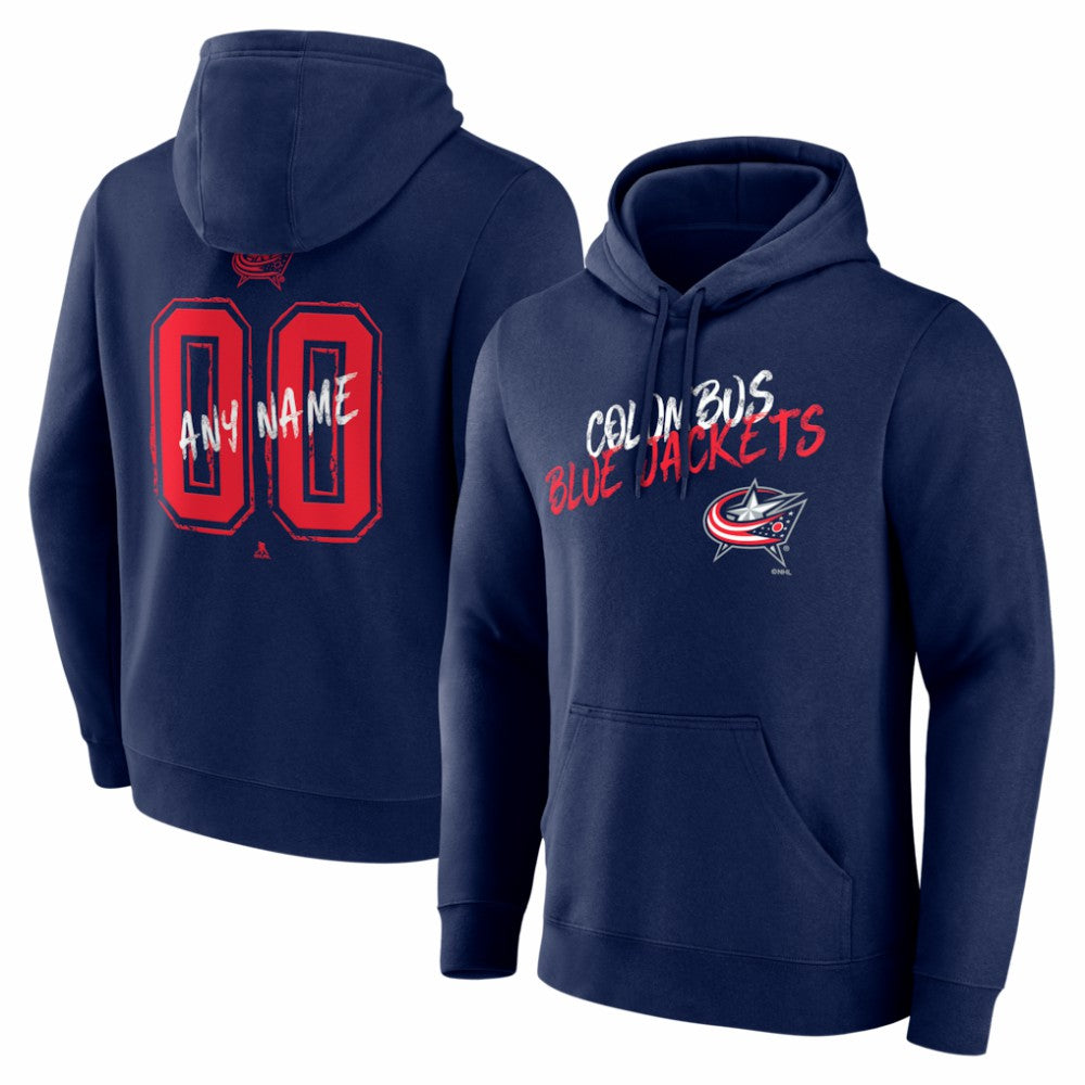 NHL,Custom Columbus Blue Jackets Big & Tall Hustle Personalized Name & Number Hoodie - Navy