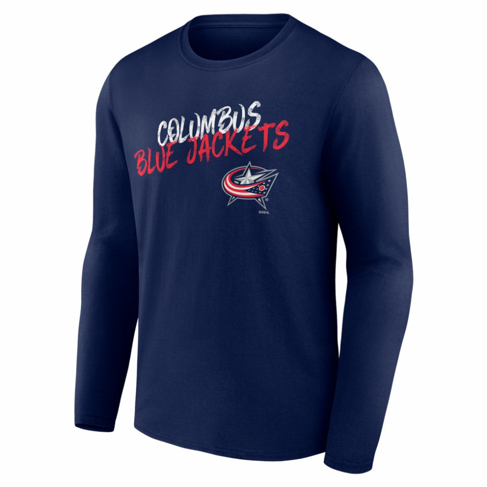 NHL,Custom Columbus Blue Jackets Hustle Personalized Name & Number Long Sleeve T-Shirt - Navy