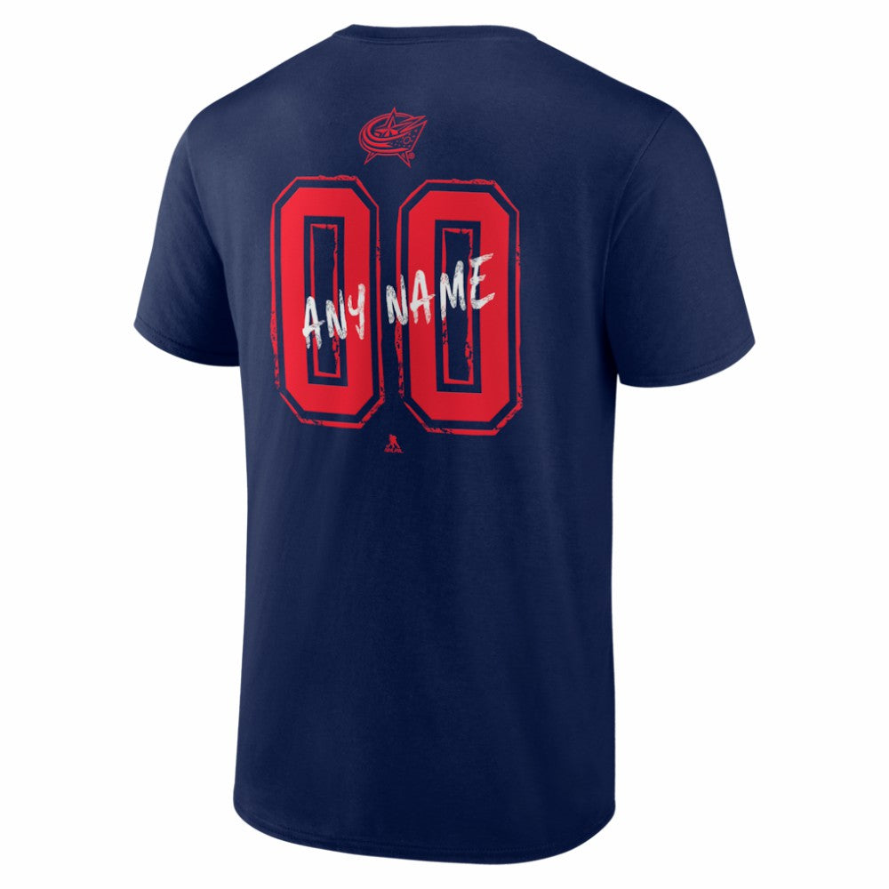 NHL,Custom Columbus Blue Jackets Hustle Personalized Name & Number T-Shirt - Navy