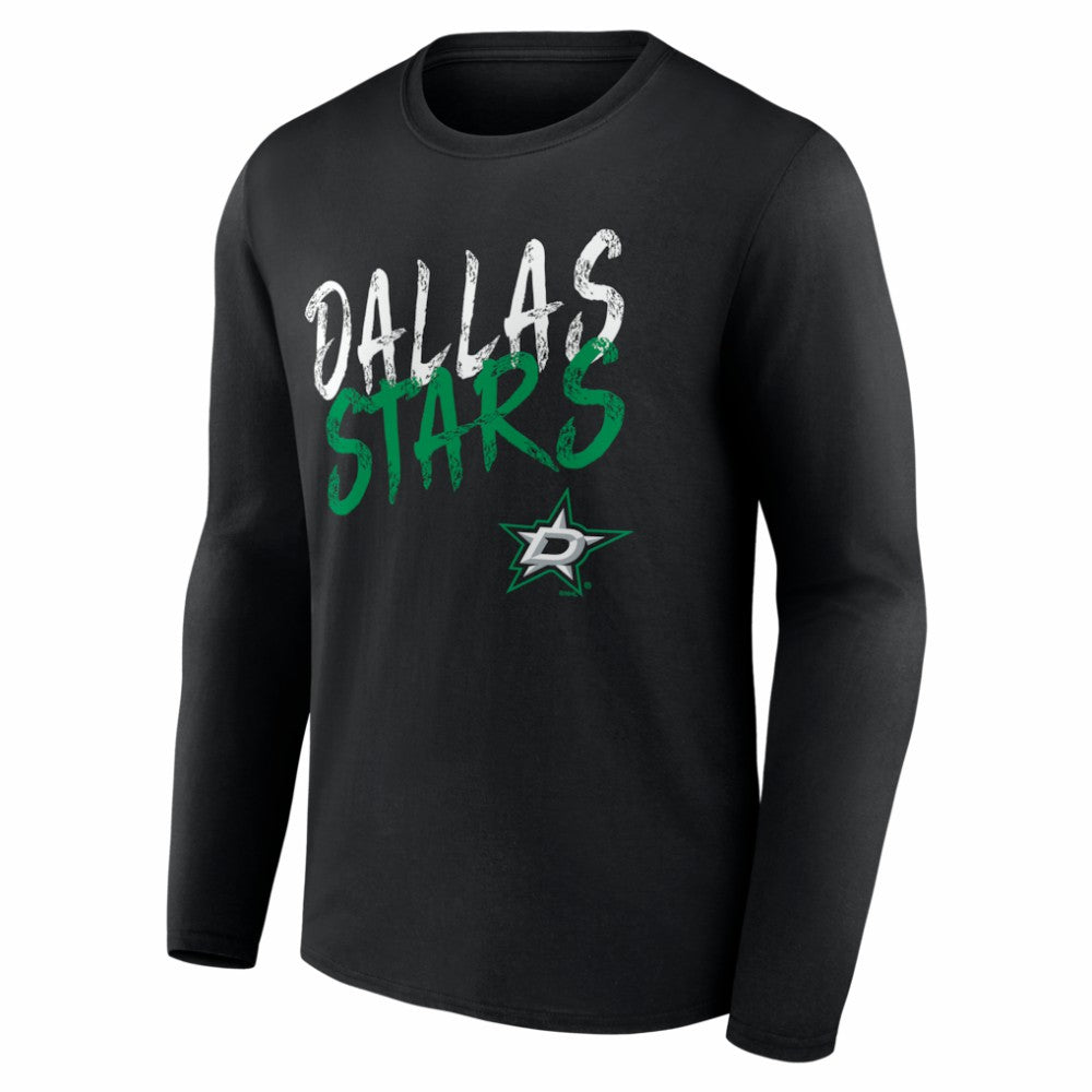NHL,Custom Dallas Stars Hustle Personalized Name & Number Long Sleeve T-Shirt - Black