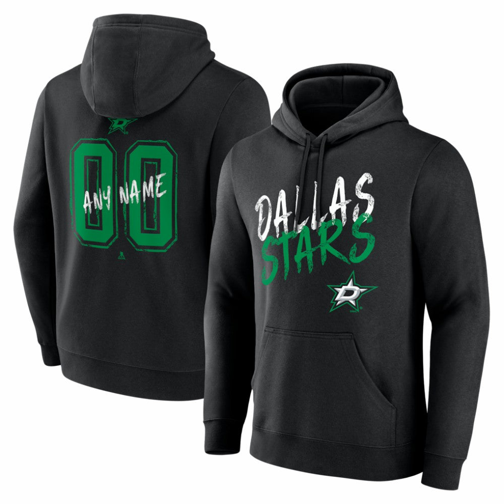 NHL,Custom Dallas Stars Hustle Personalized Name & Number Hoodie - Black