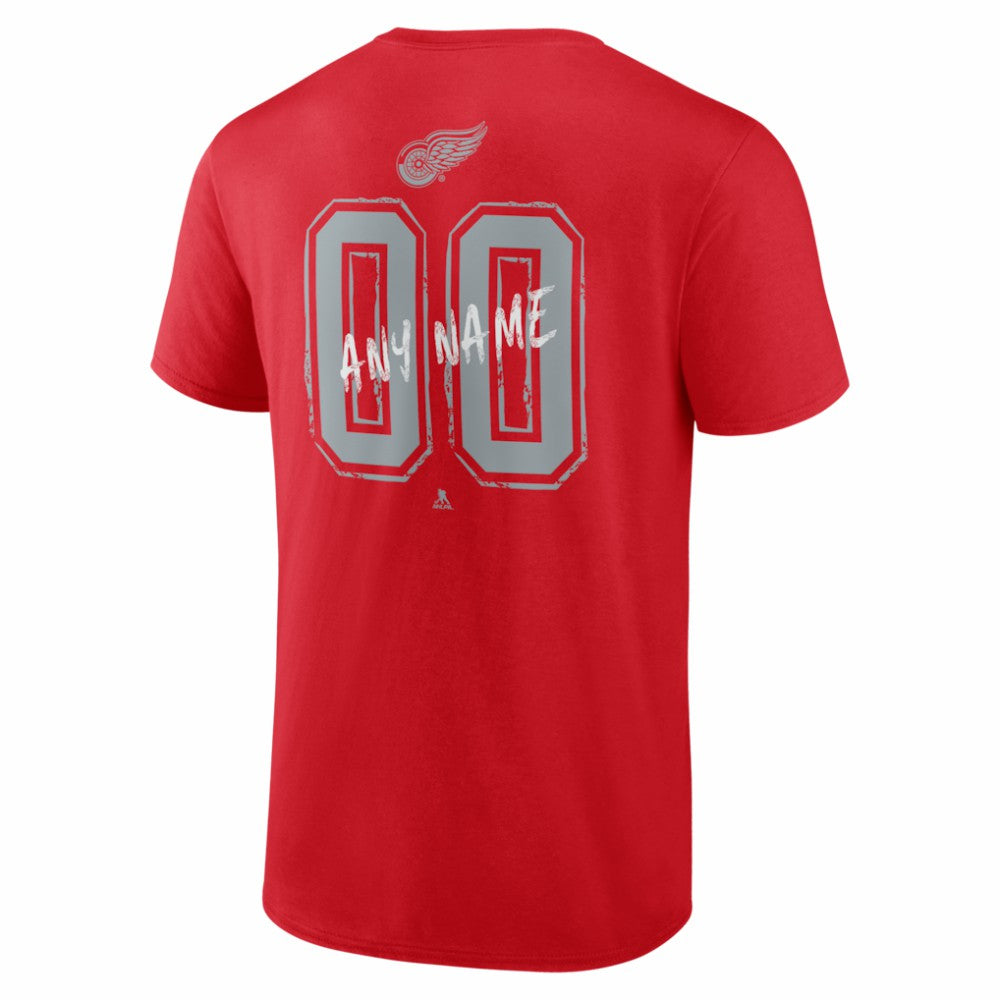 NHL,Custom Detroit Red Wings Big & Tall Hustle Personalized Name & Number T-Shirt - Red