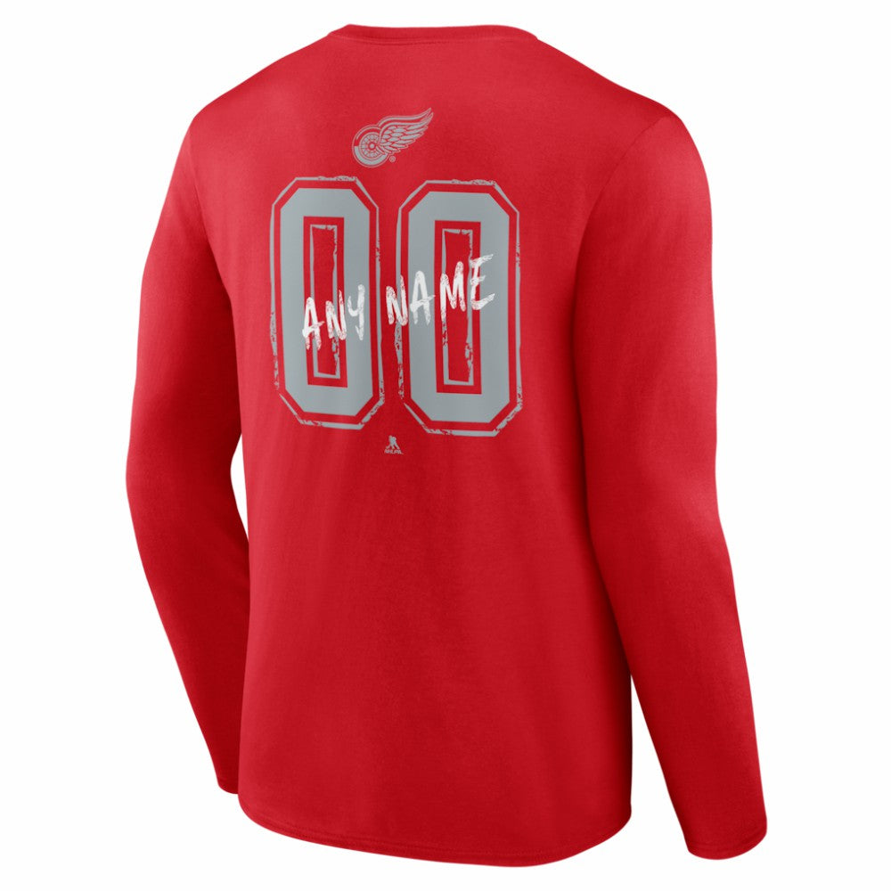NHL,Custom Detroit Red Wings Hustle Personalized Name & Number Long Sleeve T-Shirt - Red