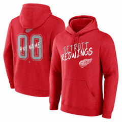 NHL,Custom Detroit Red Wings Hustle Personalized Name & Number Hoodie - Red
