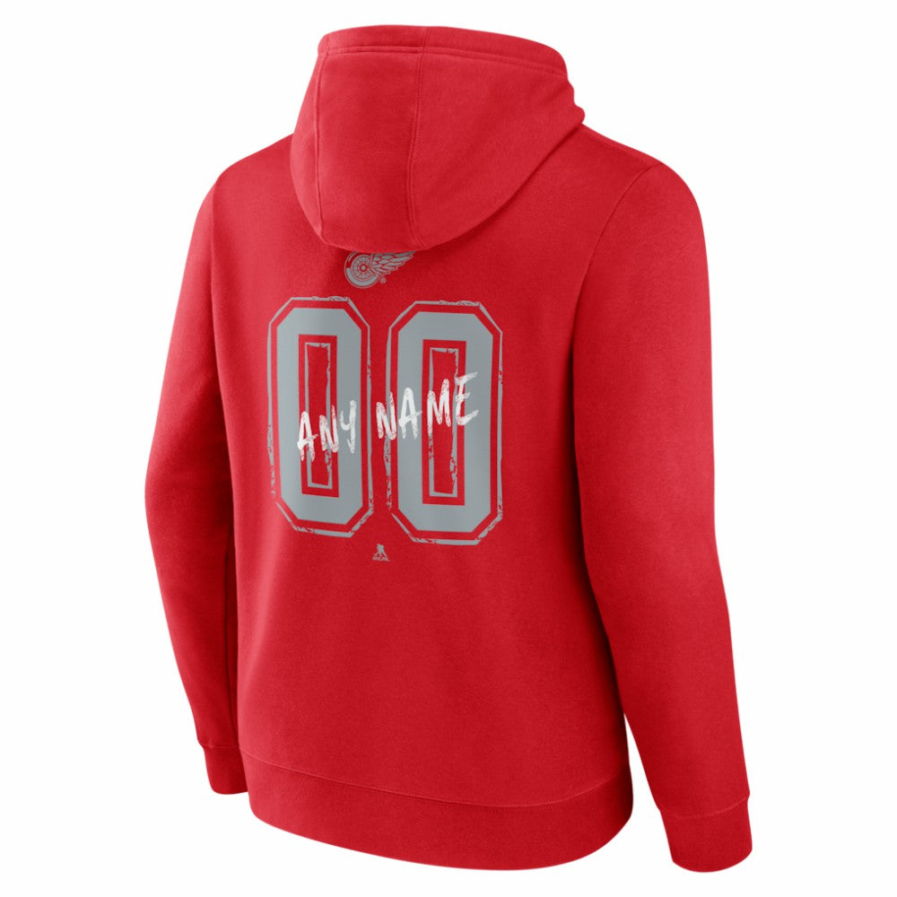 NHL,Custom Detroit Red Wings Hustle Personalized Name & Number Hoodie - Red