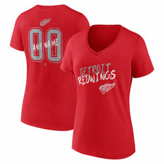 NHL,Custom Detroit Red Wings Women's Hustle Personalized Name & Number V-Neck T-Shirt - Red