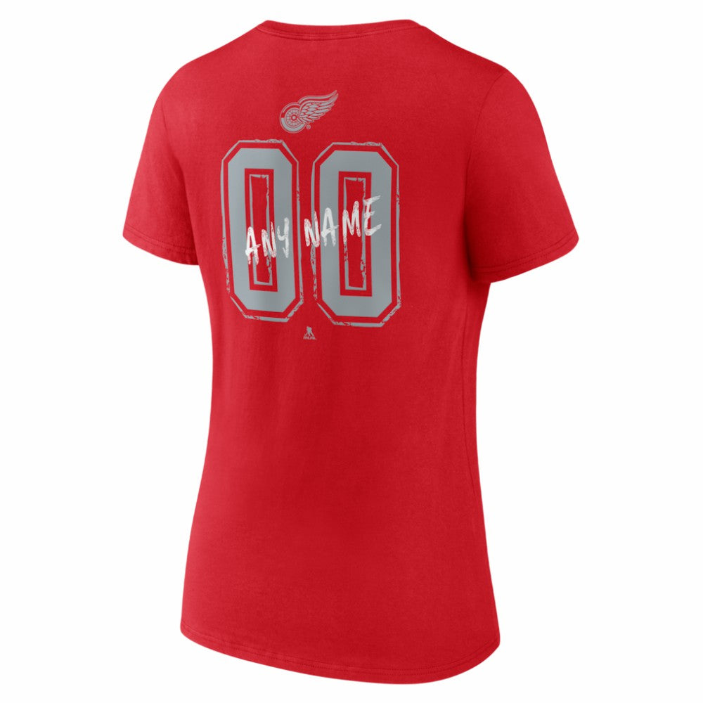 NHL,Custom Detroit Red Wings Women's Hustle Personalized Name & Number V-Neck T-Shirt - Red