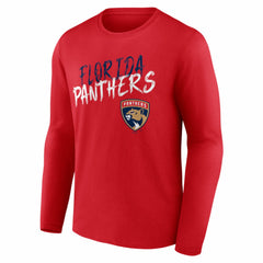 NHL,Custom Florida Panthers Hustle Personalized Name & Number Long Sleeve T-Shirt - Red