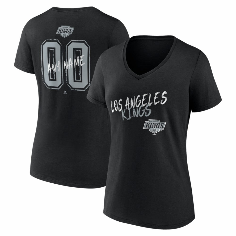 NHL,Custom Los Angeles Kings Women's Hustle Personalized Name & Number V-Neck T-Shirt - Black