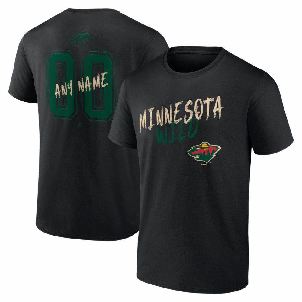 NHL,Custom Minnesota Wild Big & Tall Hustle Personalized Name & Number T-Shirt - Black