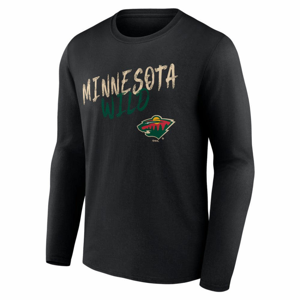 NHL,Custom Minnesota Wild Hustle Personalized Name & Number Long Sleeve T-Shirt - Black