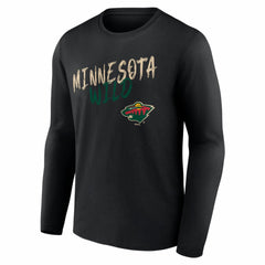 NHL,Custom Minnesota Wild Hustle Personalized Name & Number Long Sleeve T-Shirt - Black