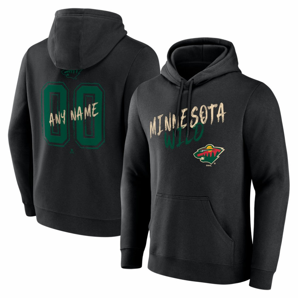 NHL,Custom Minnesota Wild Hustle Personalized Name & Number Hoodie - Black