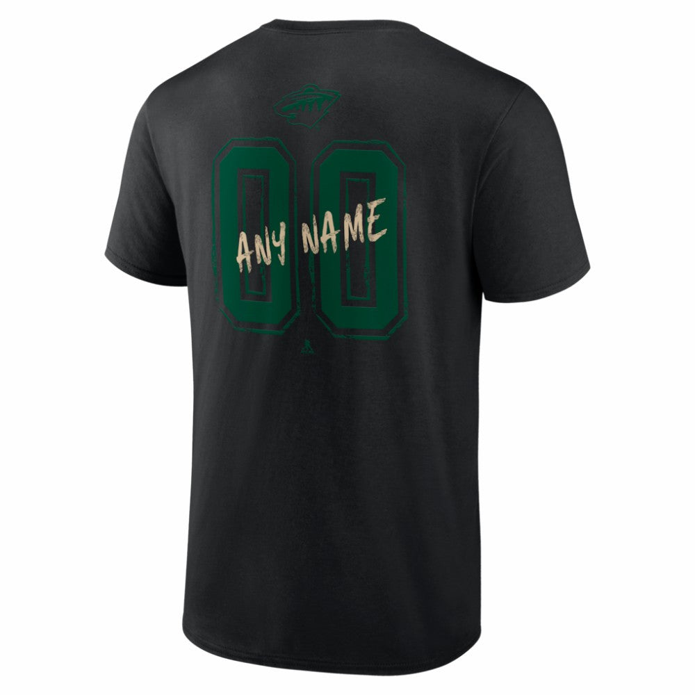 NHL,Custom Minnesota Wild Hustle Personalized Name & Number T-Shirt - Black
