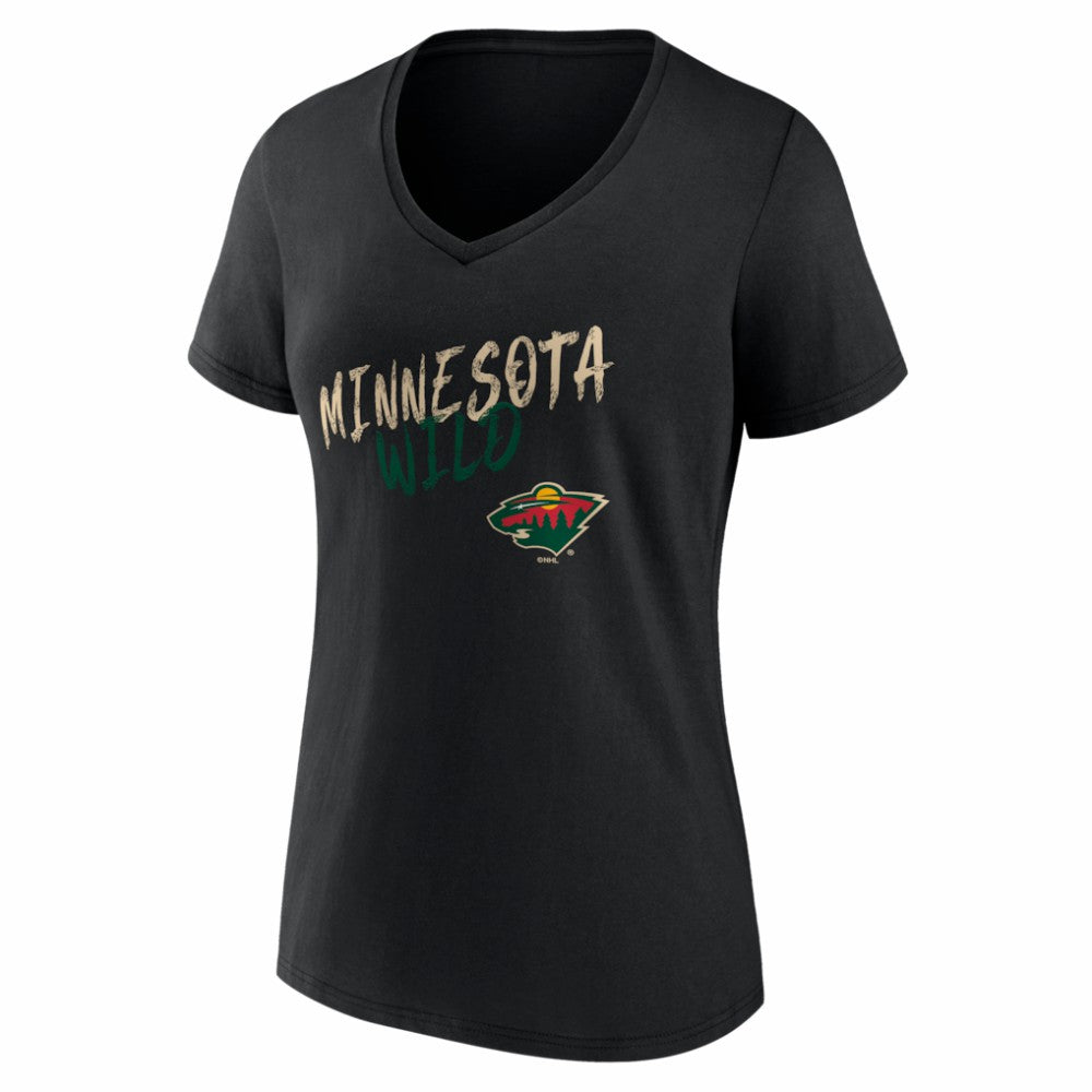 NHL,Custom Minnesota Wild Women's Hustle Personalized Name & Number V-Neck T-Shirt - Black