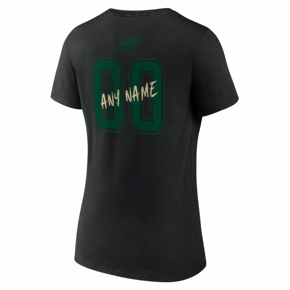 NHL,Custom Minnesota Wild Women's Hustle Personalized Name & Number V-Neck T-Shirt - Black