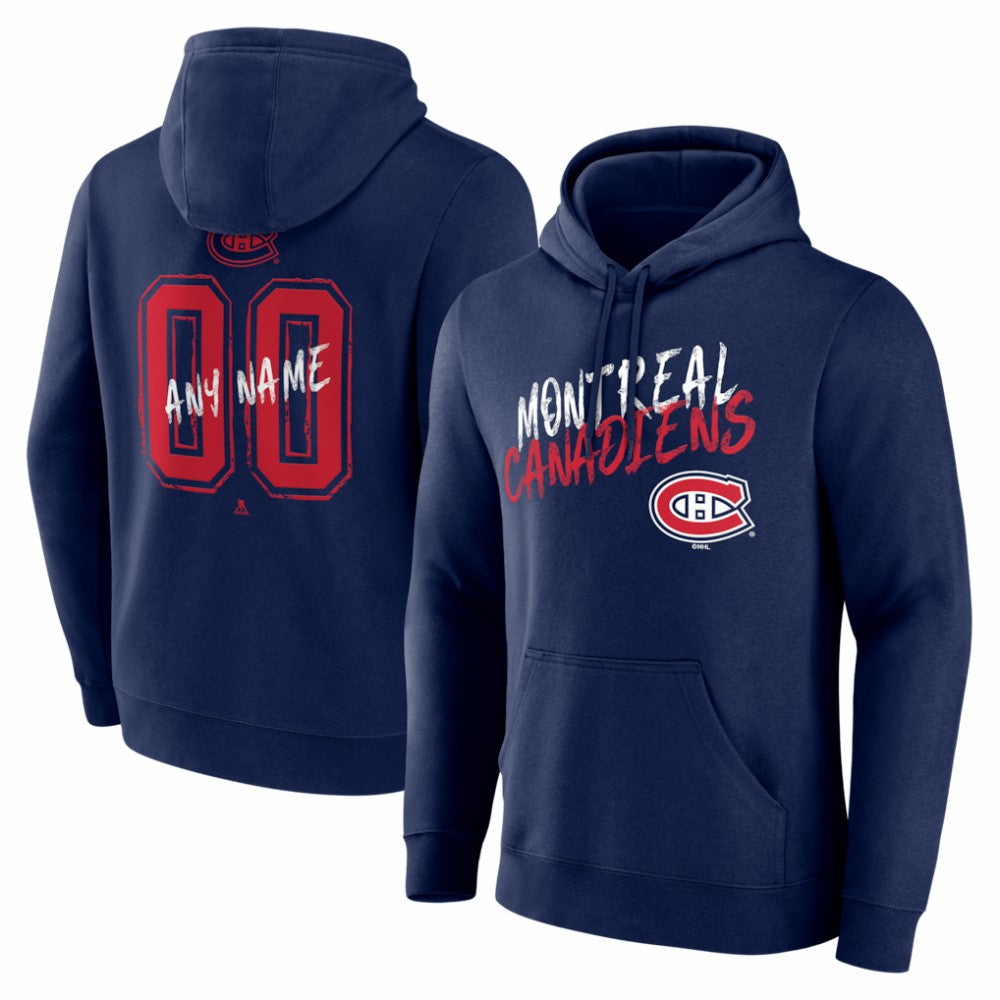 NHL,Custom Montreal Canadiens Big & Tall Hustle Personalized Name & Number Hoodie - Navy