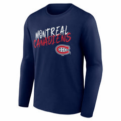 NHL,Custom Montreal Canadiens Hustle Personalized Name & Number Long Sleeve T-Shirt - Navy