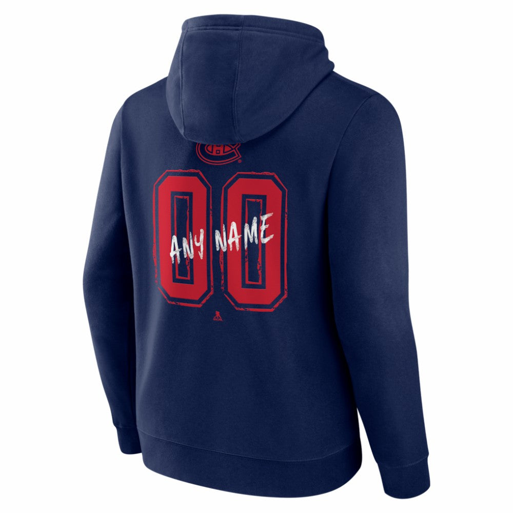 NHL,Custom Montreal Canadiens Hustle Personalized Name & Number Hoodie - Navy