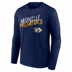 NHL,Custom Nashville Predators Hustle Personalized Name & Number Long Sleeve T-Shirt - Navy