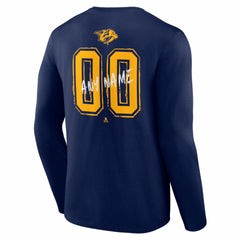 NHL,Custom Nashville Predators Hustle Personalized Name & Number Long Sleeve T-Shirt - Navy