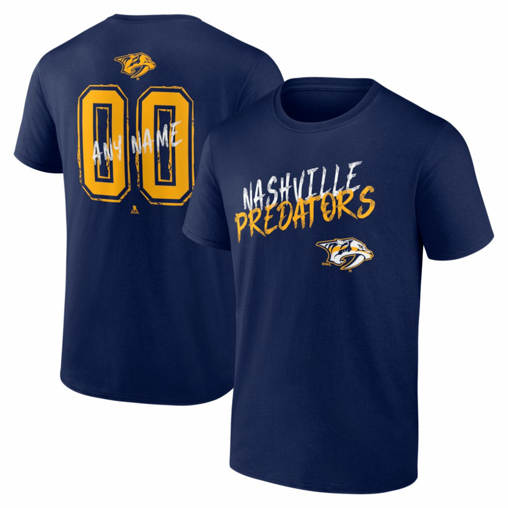 NHL,Custom Nashville Predators Hustle Personalized Name & Number T-Shirt - Navy