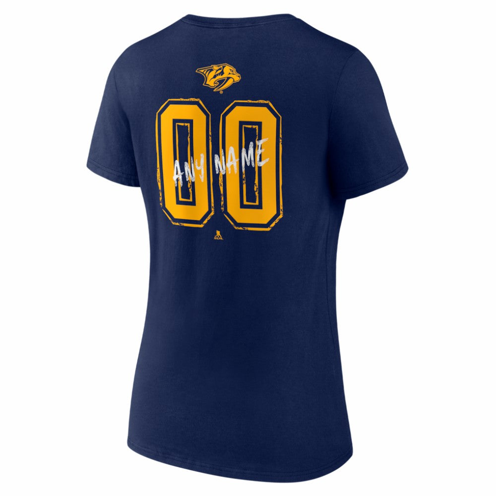 NHL,Custom Nashville Predators Women's Hustle Personalized Name & Number V-Neck T-Shirt - Navy