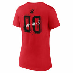 NHL,Custom New Jersey Devils Women's Hustle Personalized Name & Number V-Neck T-Shirt - Red