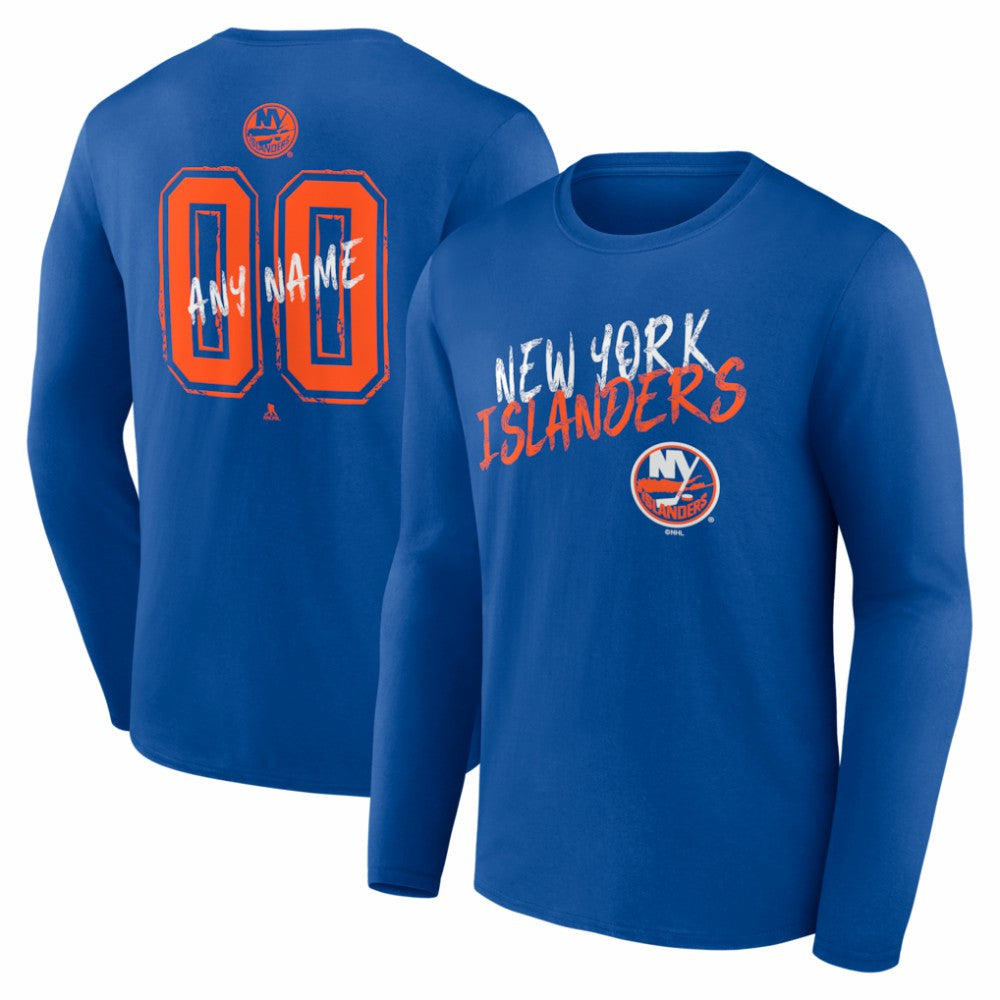 NHL,Custom New York Islanders Hustle Personalized Name & Number Long Sleeve T-Shirt - Royal