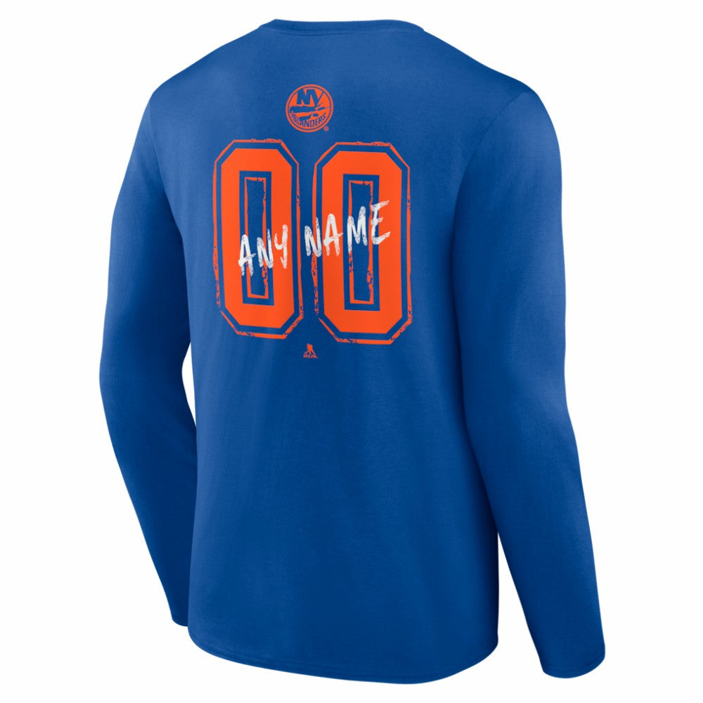 NHL,Custom New York Islanders Hustle Personalized Name & Number Long Sleeve T-Shirt - Royal