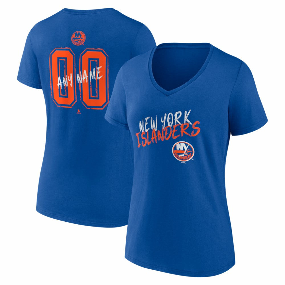 NHL,Custom New York Islanders Women's Hustle Personalized Name & Number V-Neck T-Shirt - Royal