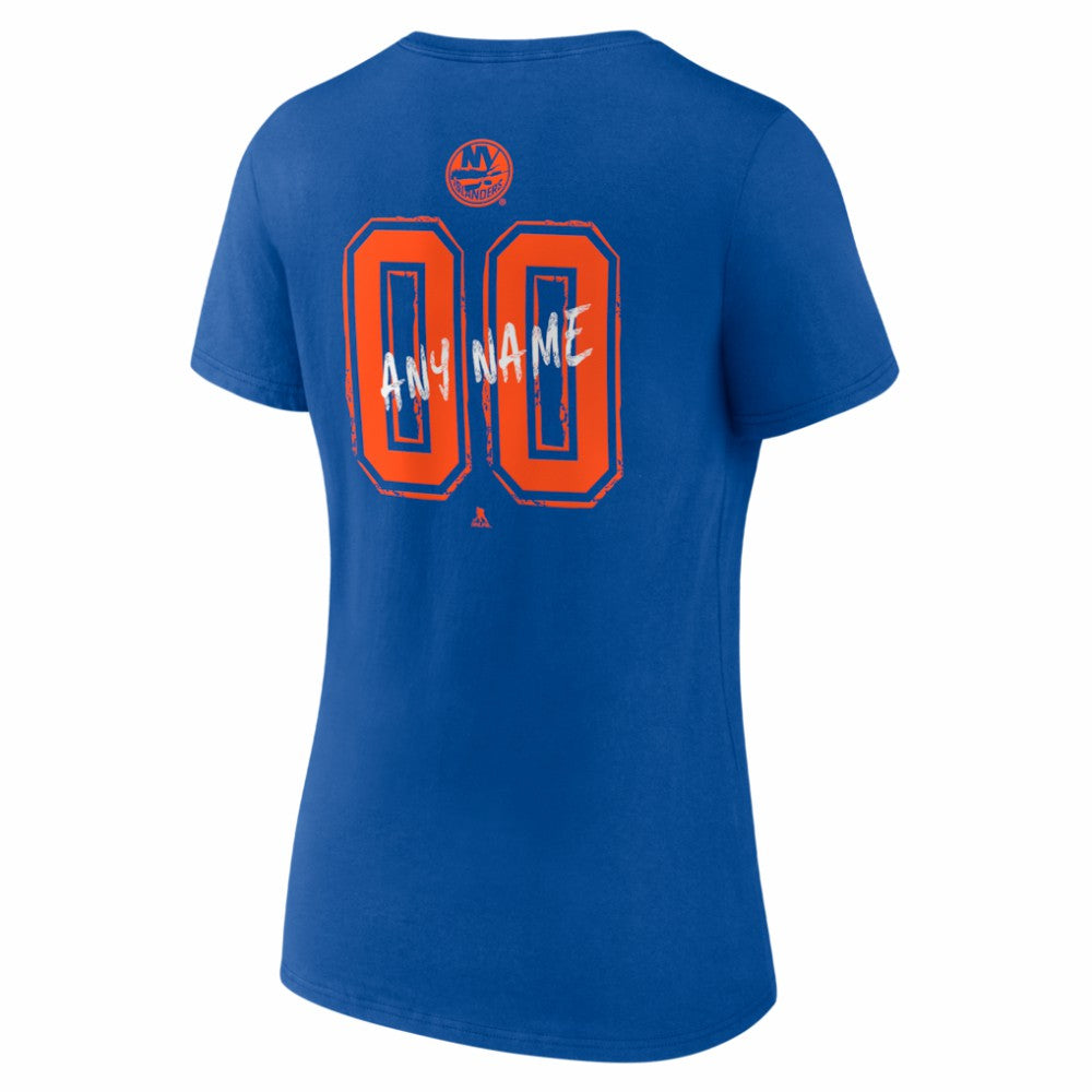NHL,Custom New York Islanders Women's Hustle Personalized Name & Number V-Neck T-Shirt - Royal