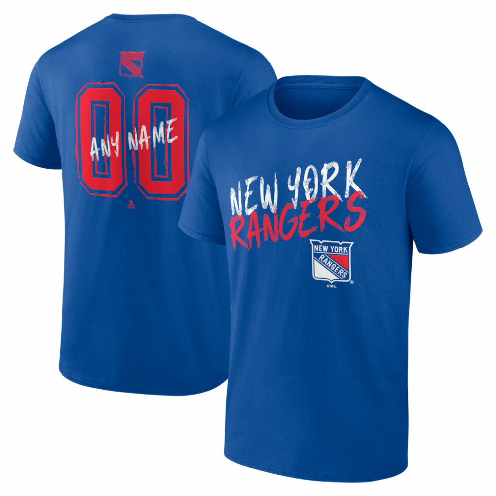 NHL,Custom New York Rangers Big & Tall Hustle Personalized Name & Number T-Shirt - Blue