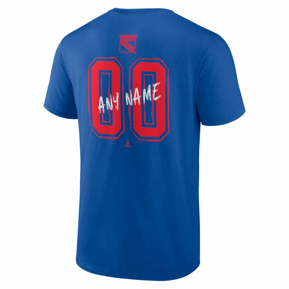 NHL,Custom New York Rangers Big & Tall Hustle Personalized Name & Number T-Shirt - Blue