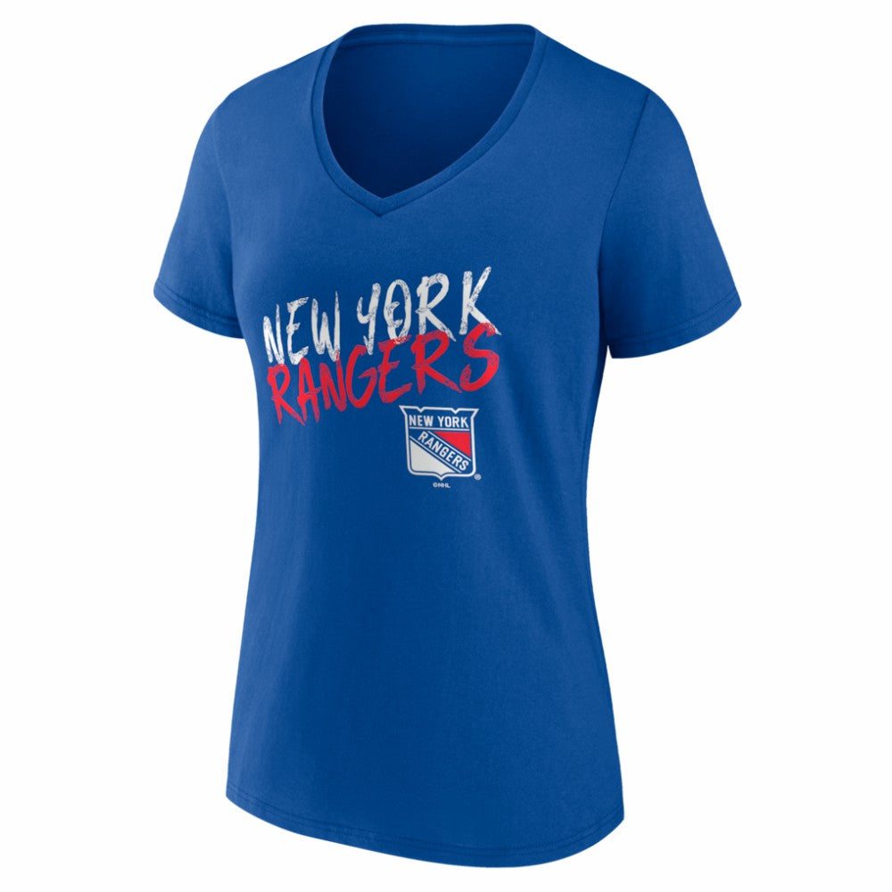 NHL,Custom New York Rangers Women's Hustle Personalized Name & Number V-Neck T-Shirt - Blue