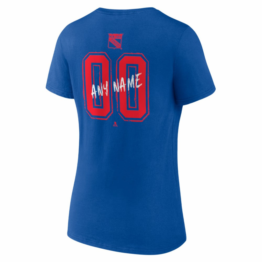 NHL,Custom New York Rangers Women's Hustle Personalized Name & Number V-Neck T-Shirt - Blue