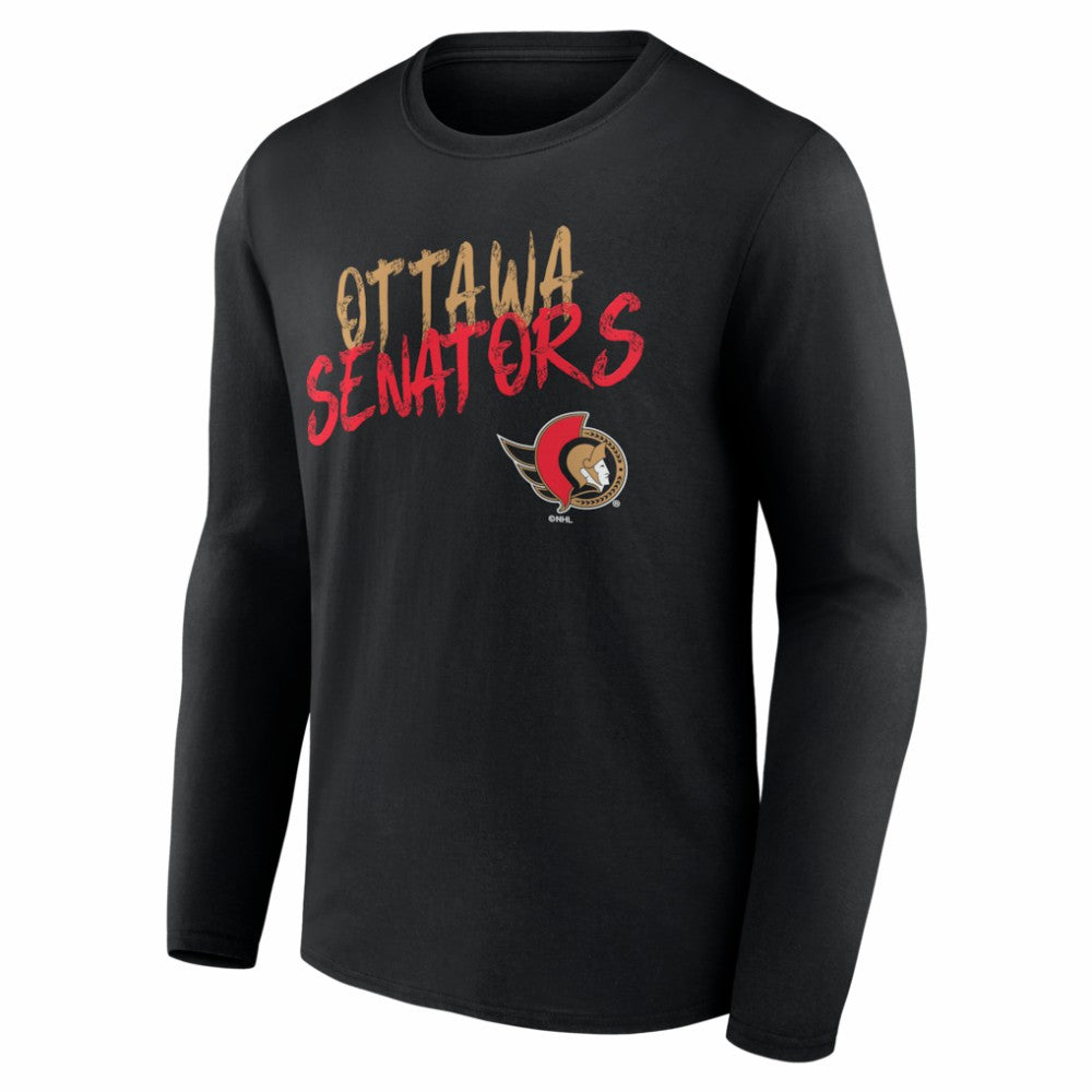 NHL,Custom Ottawa Senators Hustle Personalized Name & Number Long Sleeve T-Shirt - Black