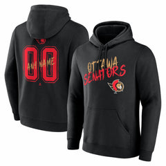 NHL,Custom Ottawa Senators Hustle Personalized Name & Number Hoodie - Black