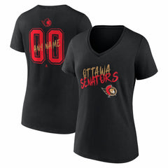 NHL,Custom Ottawa Senators Women's Hustle Personalized Name & Number V-Neck T-Shirt - Black